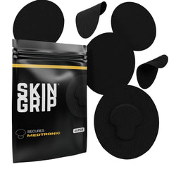 Skin Grip caja frontal mostrando 20 parches, seguridad y duración