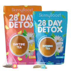 SkinnyBoost envase frontal del kit de 28 días, presentación clara y beneficios visibles