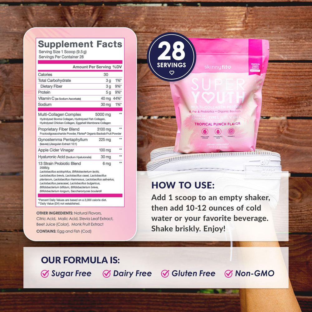 SkinnyFit cuchara con porción de polvo, 5 g proteína por servicio para apoyo diario