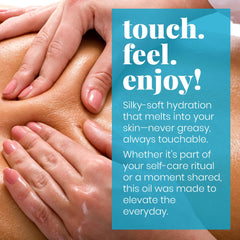 Skinsations textura del aceite en gotas, muestra deslizamiento suave