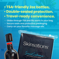 Skinsations pareja aplicando aceite para masaje íntimo y relajación