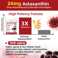 Skiseoy etiqueta del producto destacando astaxantina 24mg