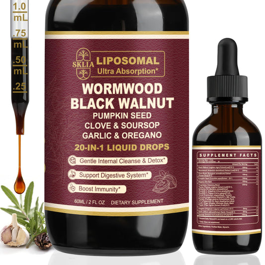 SKLIA botella frontal liposomal mostrando diseño y dosificación clara