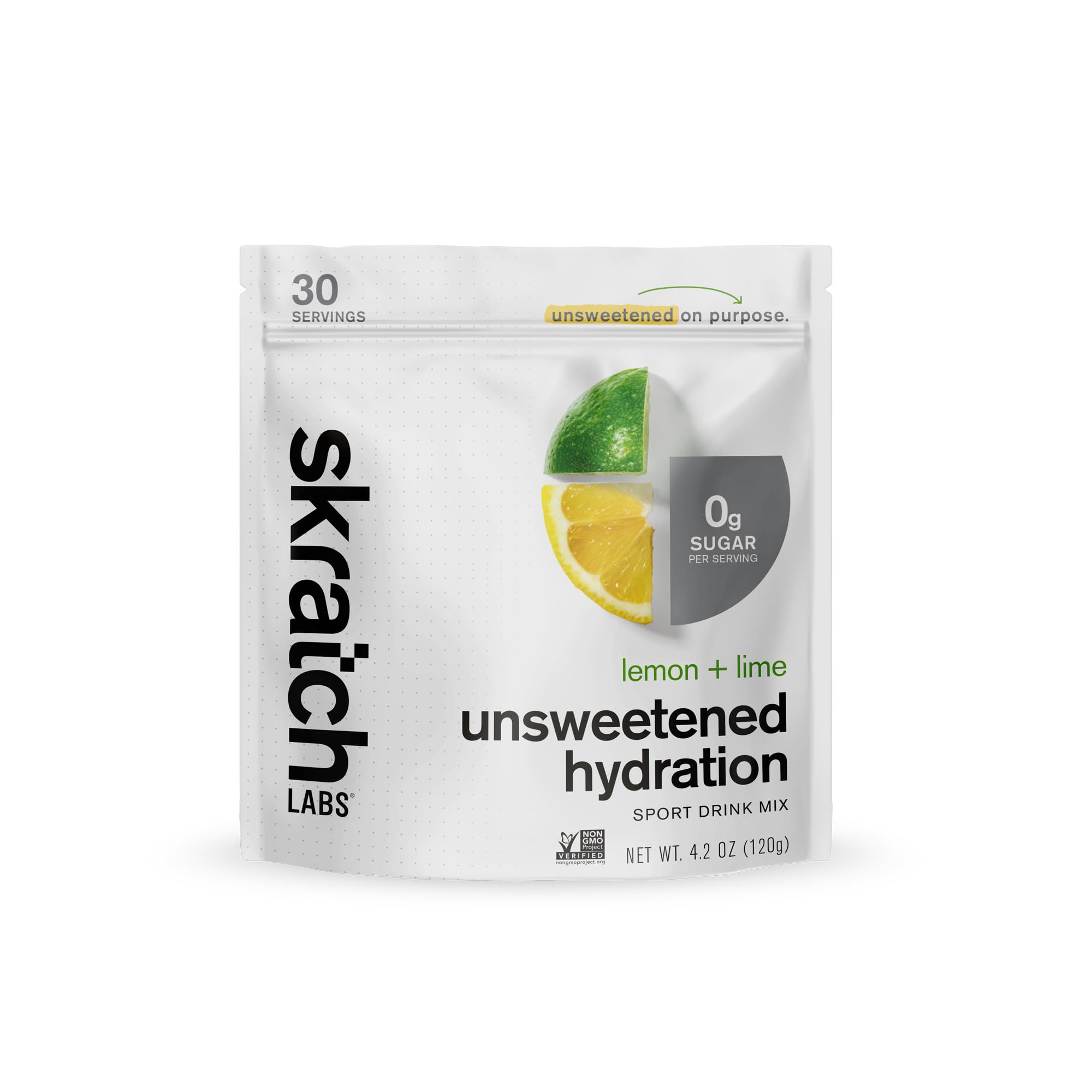 Skratch Labs frente del paquete mostrando 30 servicios y sabor limón lima para hidratación efectiva
