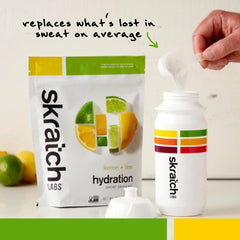 Skratch Labs cuchara con polvo, mezcla fácil y dosificación precisa