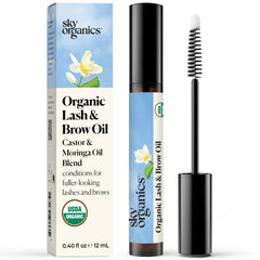 Sky Organics envase frontal mostrando tamaño y certificación orgánica