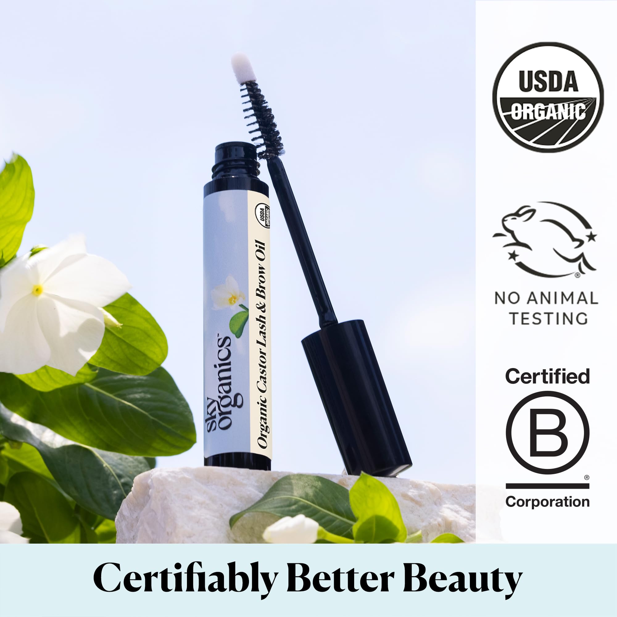 Sky Organics textura aceitosa que nutre pestañas y cejas