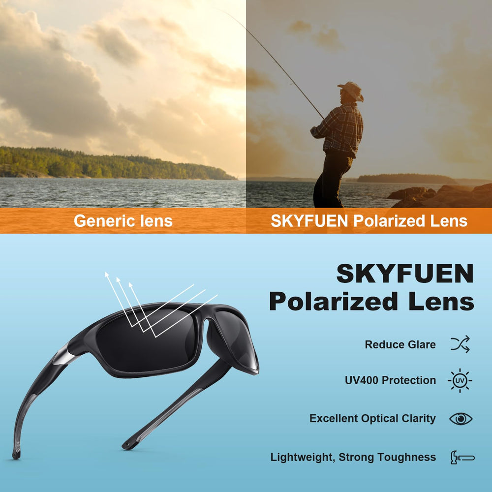 SKYFUEN gafas en uso durante pesca mostrando claridad sobre el agua