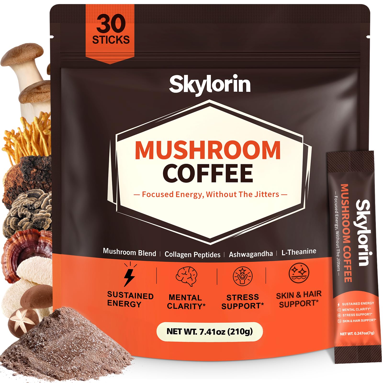 Skylorin empaque frontal mostrando presentación premium y conveniencia