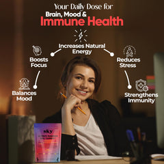 Etiqueta SkyNutrition con lista de 10 hongos y claridad en información nutricional