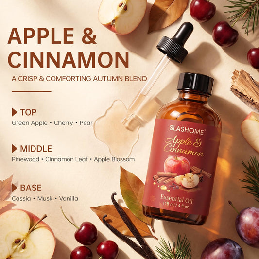 slashome primer plano de etiqueta legible con aroma manzana y canela
