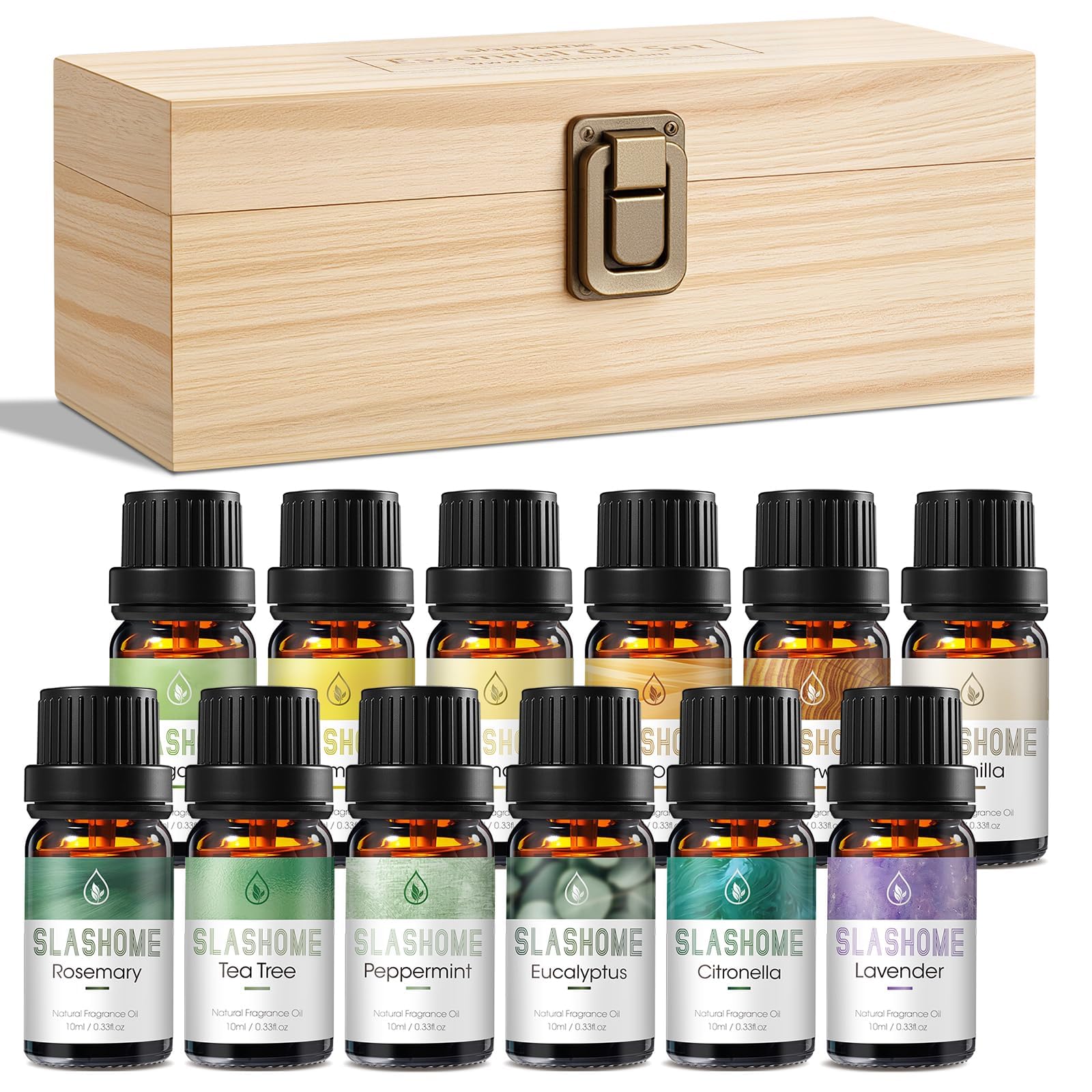 slashome frente de caja de madera con 12 botellas, organiza y protege
