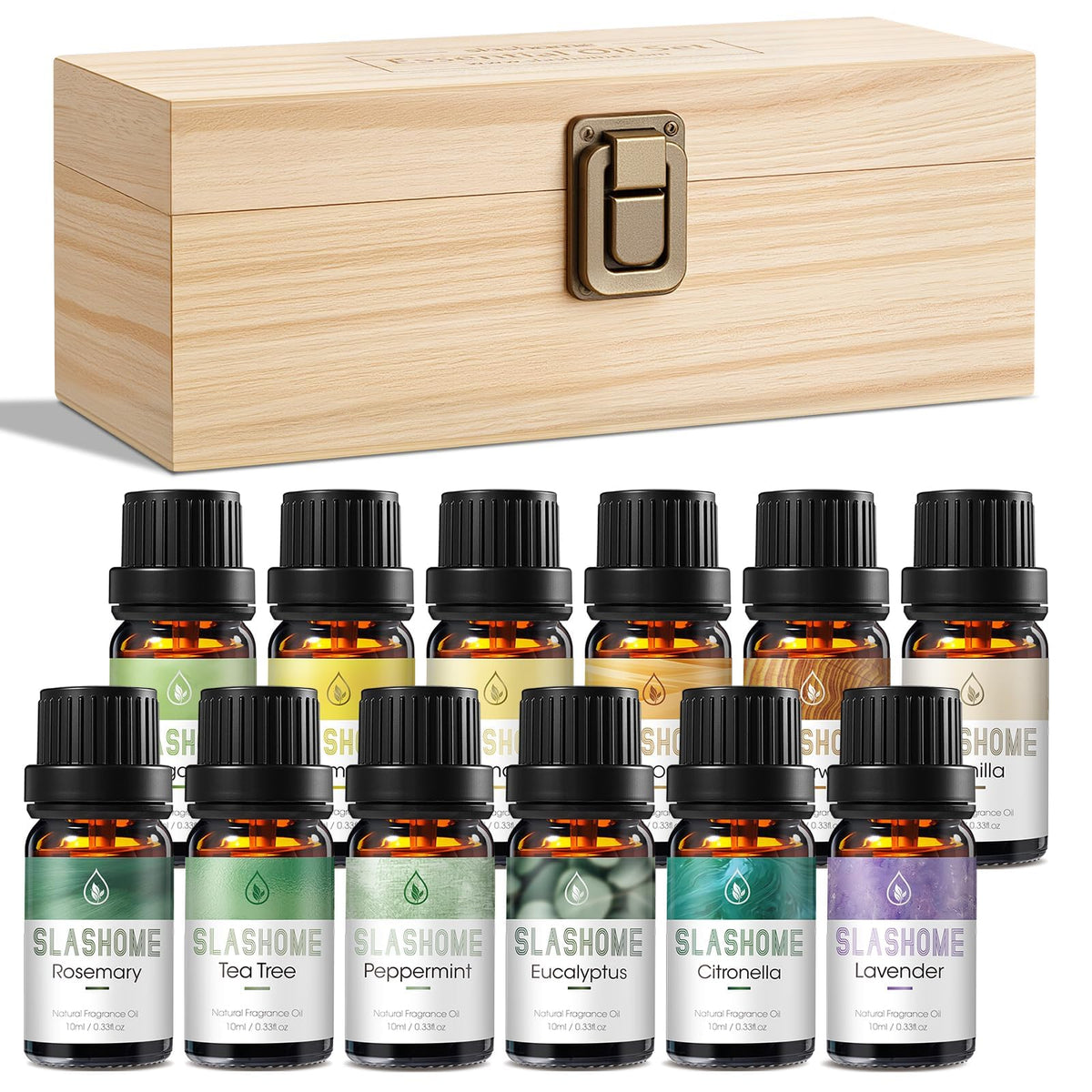 slashome frente de caja de madera con 12 botellas, organiza y protege