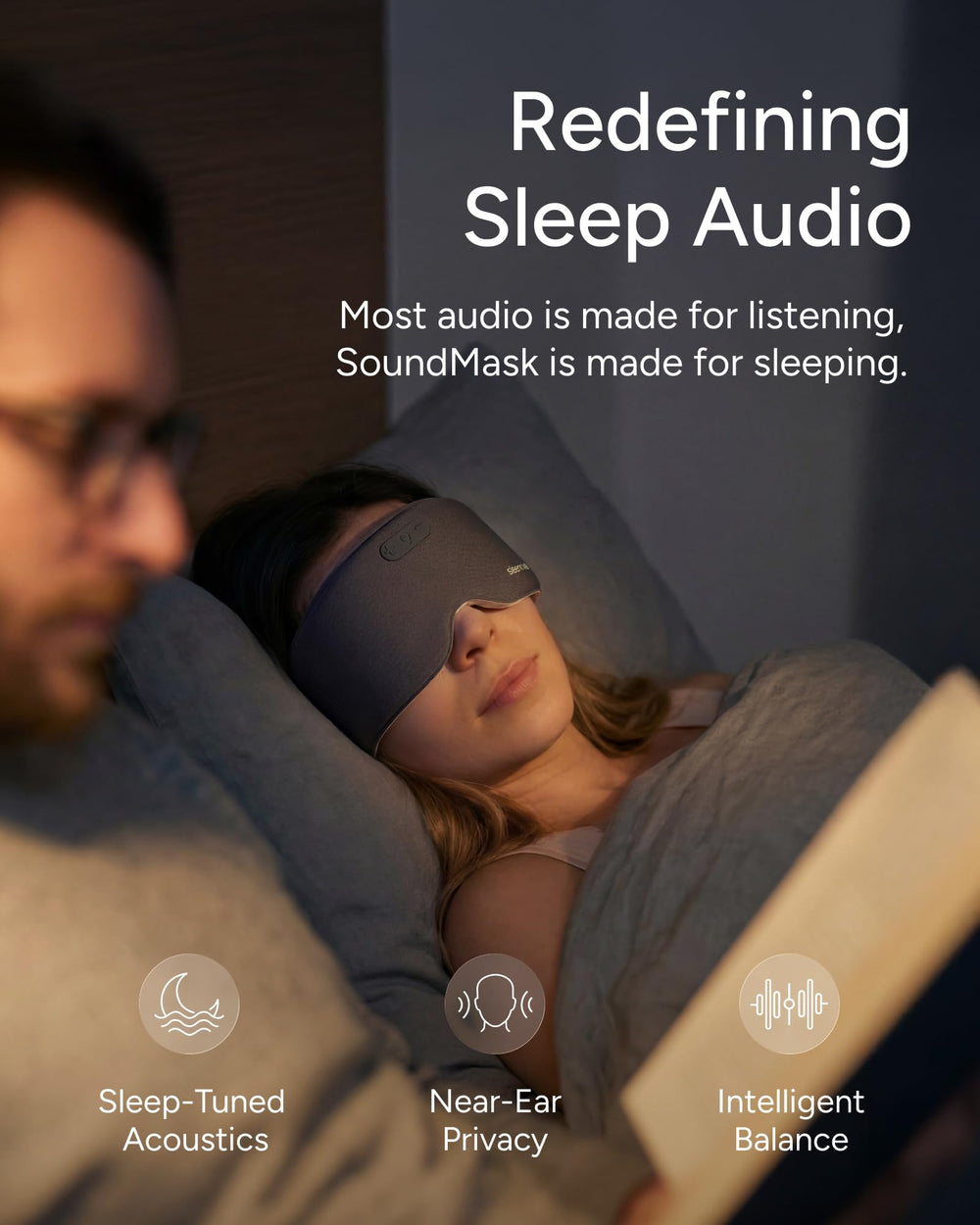 Sleenova SoundMask textura de tejido suave y transpirable para higiene