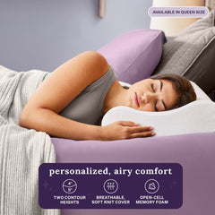 Sleep Innovations almohada en uso por durmiente lateral mostrando alineación