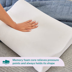 Sleep Innovations almohada usada por durmiente boca arriba con alineación cervical