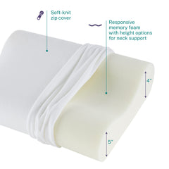 Sleep Innovations almohada en uso por persona durmiendo de lado para soporte visible