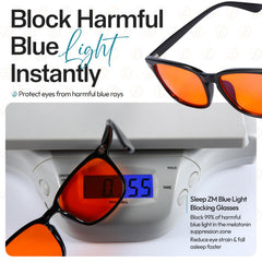 Sleep ZM primer plano lente ámbar que mejora contraste y reduce luz azul
