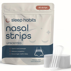 Sleep Habits frontal del empaque mostrando 45 tiras para mejor respiración