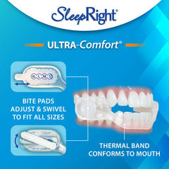 SleepRight guardia bucal en uso nocturno demostrando ajuste sin hervir