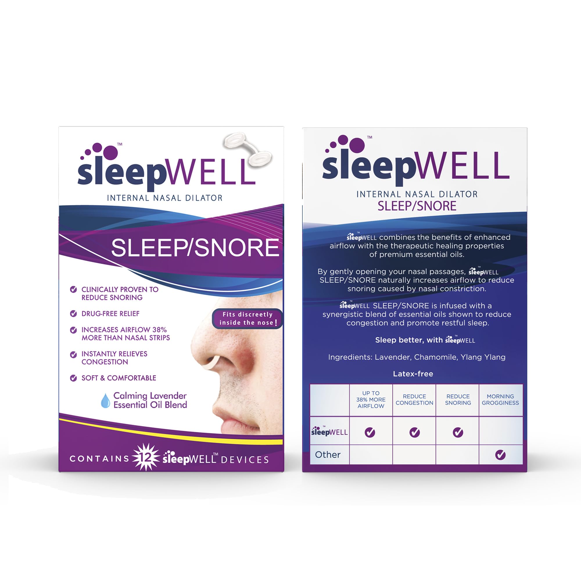 Sleepwell etiqueta de ingredientes que informa materiales y características