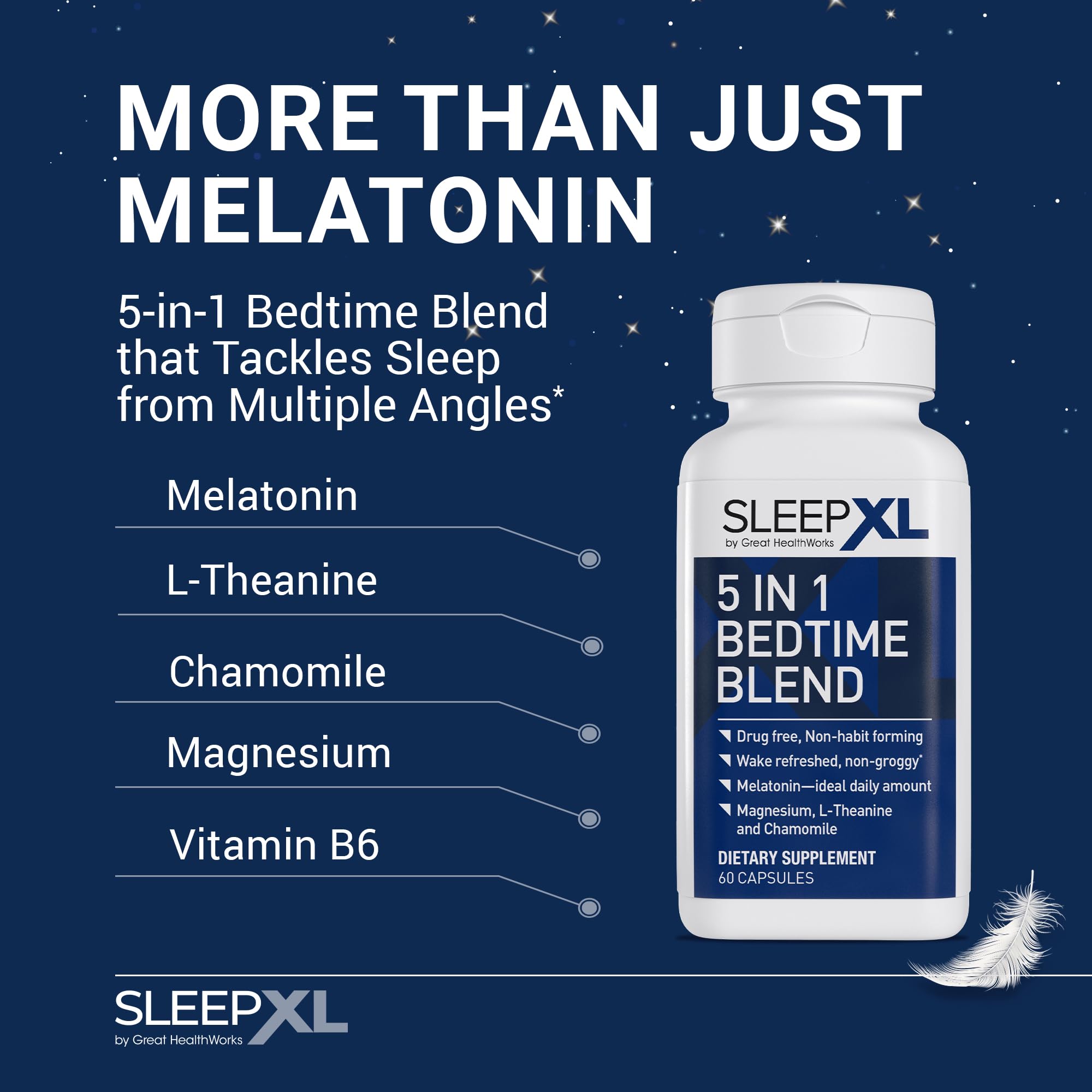 Frasco SleepXL vegano con etiqueta visible para sueño natural