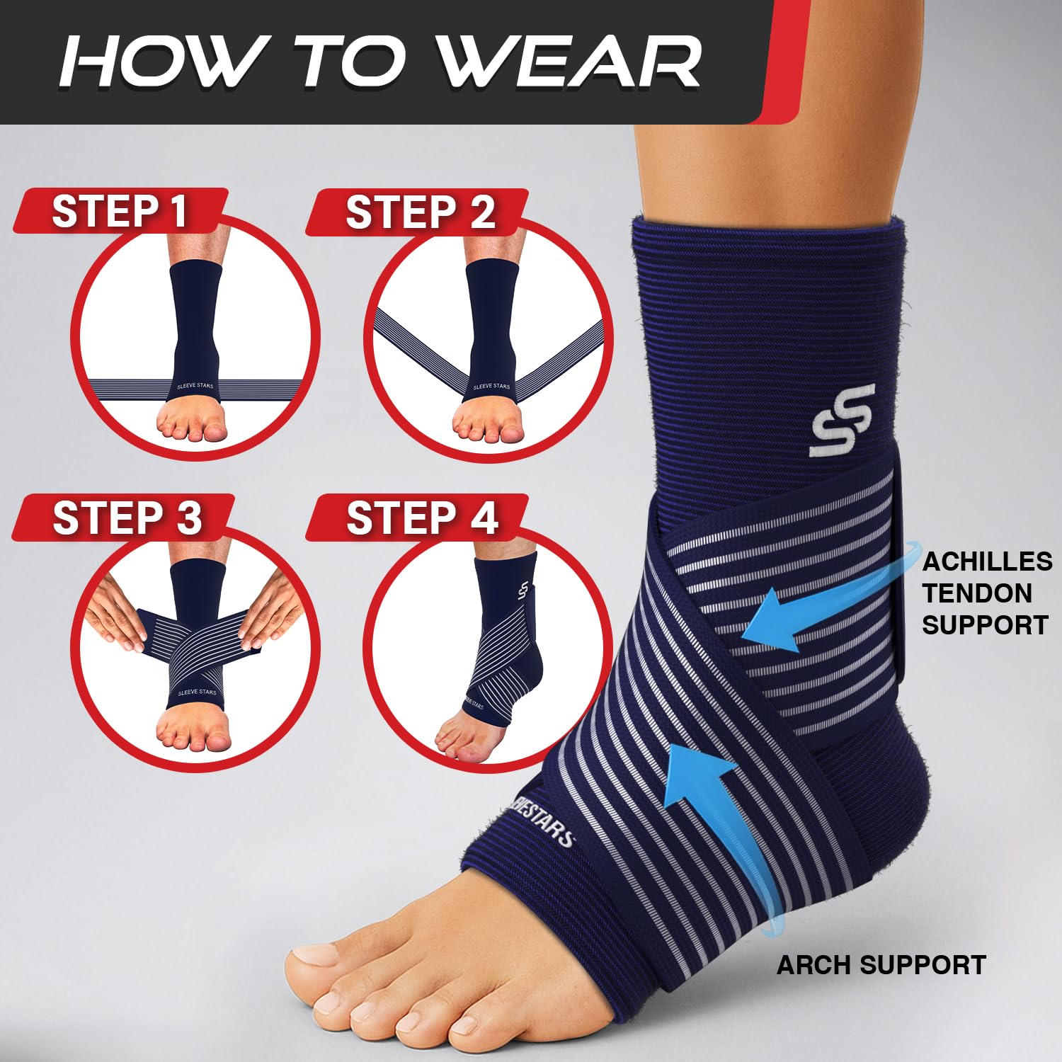 SS SLEEVE STARS tobillera integrada con zapato deportivo ideal para ejercicio