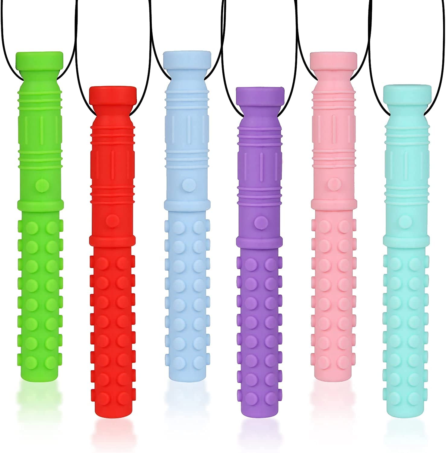 SLGOL collar masticable frontal mostrando forma y colores, ofrece calma sensorial
