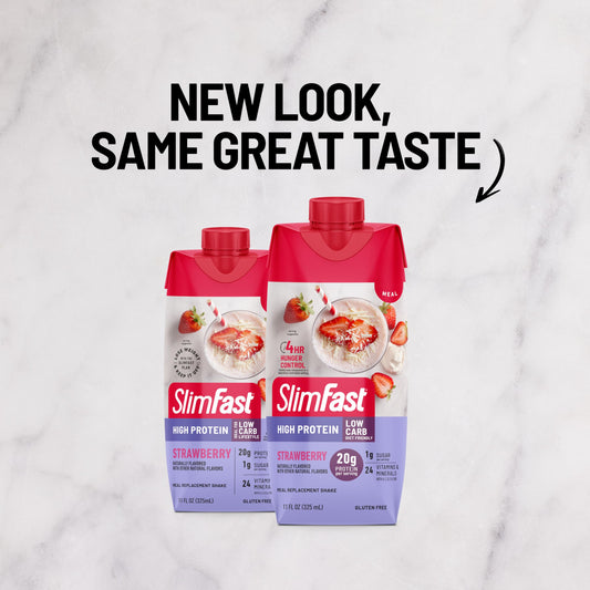SlimFast batido fresa textura cremosa visible que facilita consumo rápido