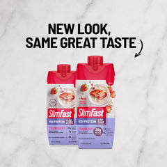 SlimFast batido fresa textura cremosa visible que facilita consumo rápido