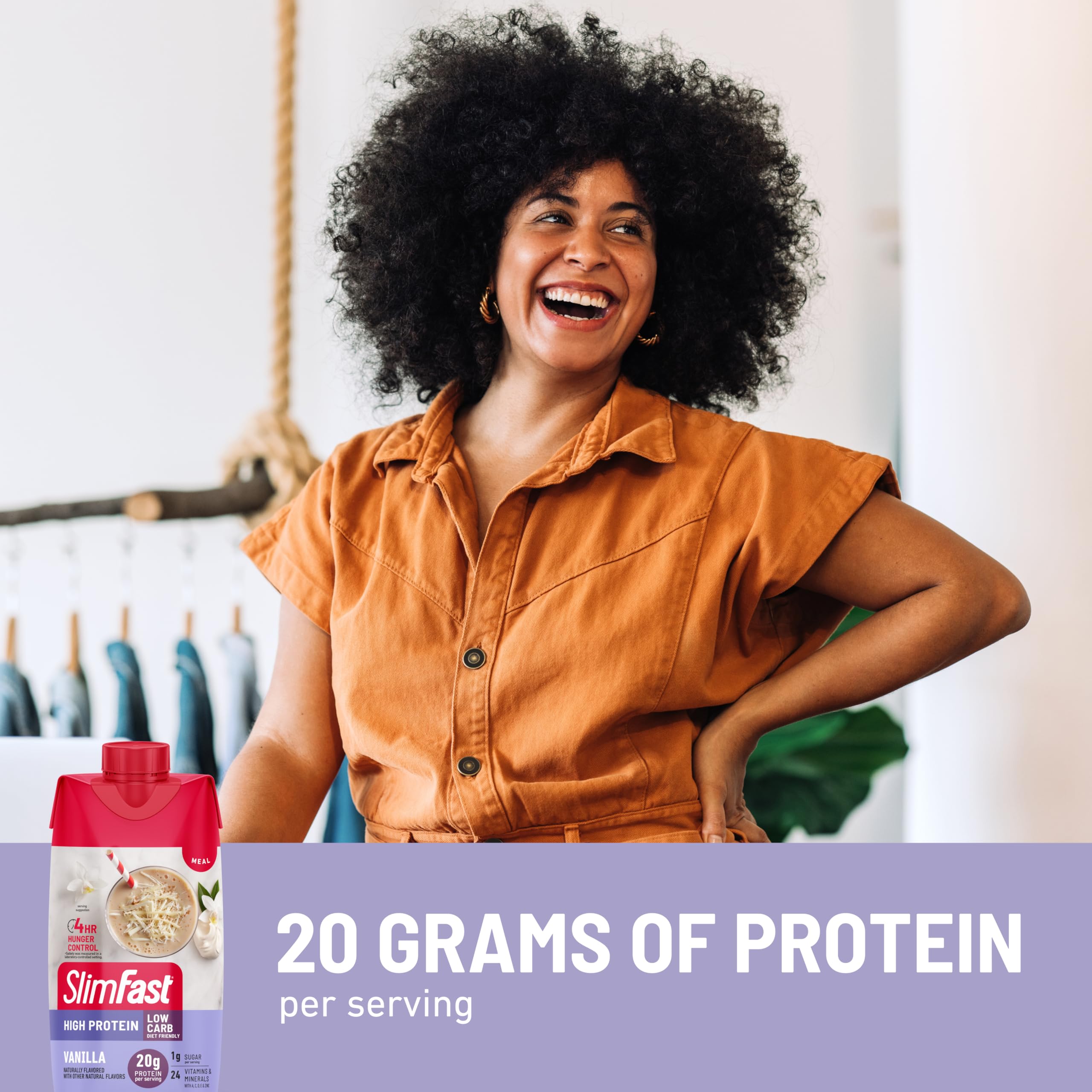 SlimFast etiqueta nutricional que muestra proteínas y vitaminas