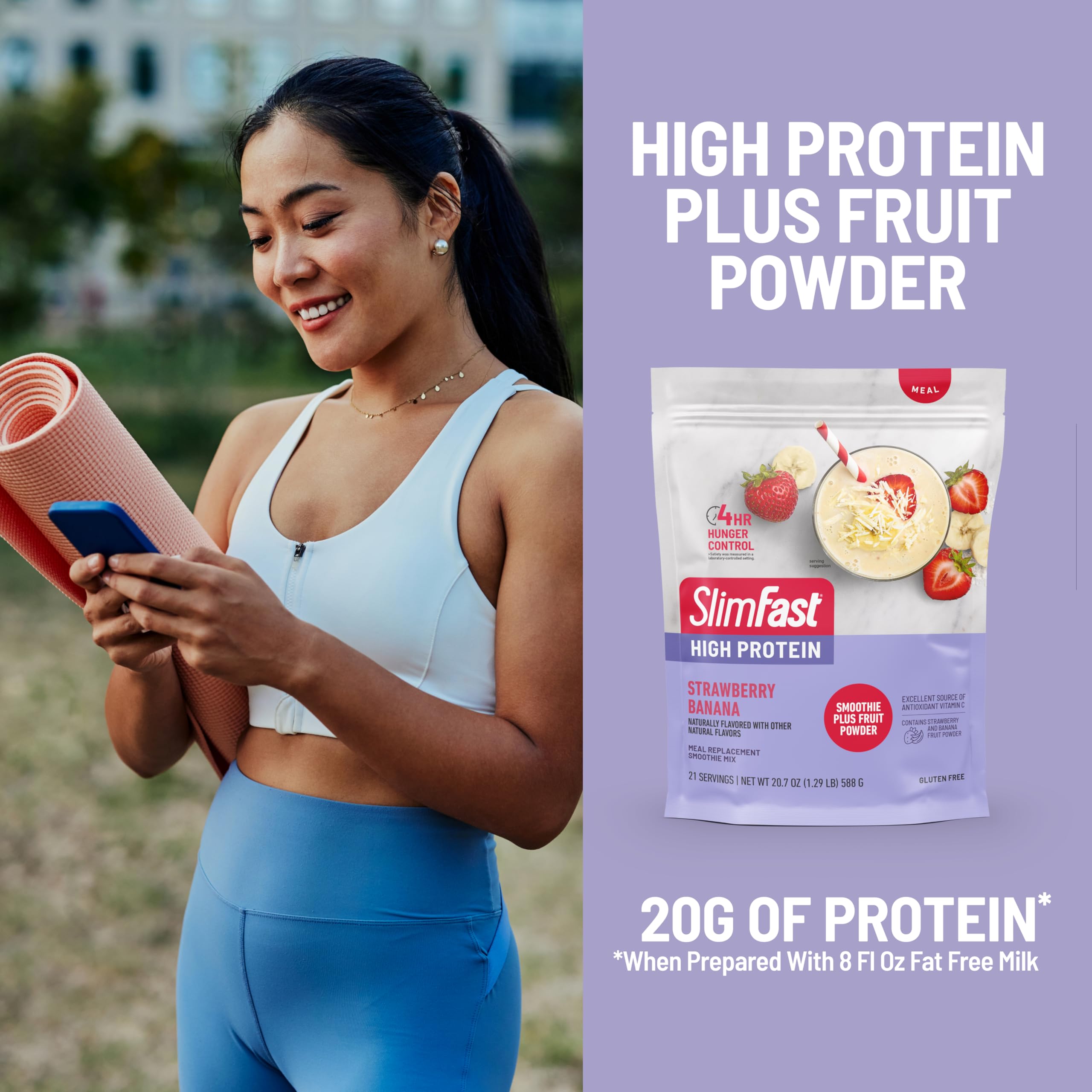 SlimFast etiqueta nutricional abierta mostrando vitaminas y proteína