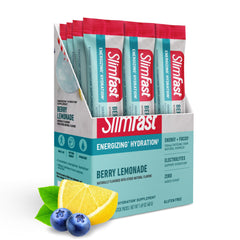 SlimFast frente del empaque Berry Lemonade ofrece conveniencia y sabor