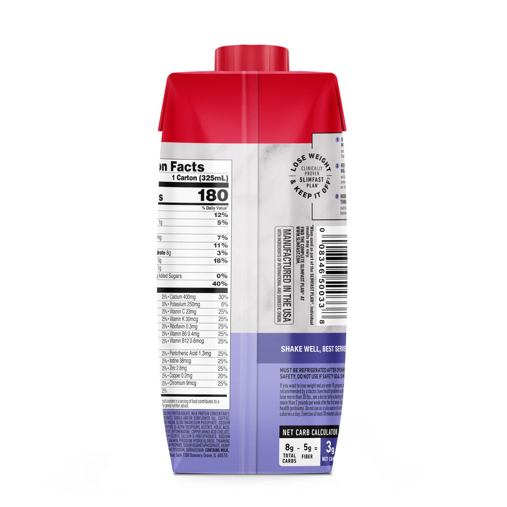 SlimFast arreglo de ingredientes y vitaminas que ilustra su aporte de micronutrientes