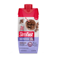 SlimFast mano sosteniendo botella para comparar tamaño y portabilidad