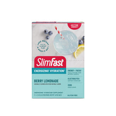 SlimFast cajas apiladas que muestran 12 sobres por paquete