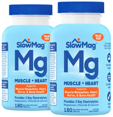Slow-Mag frente del empaque mostrando 180 tabletas y beneficios claros