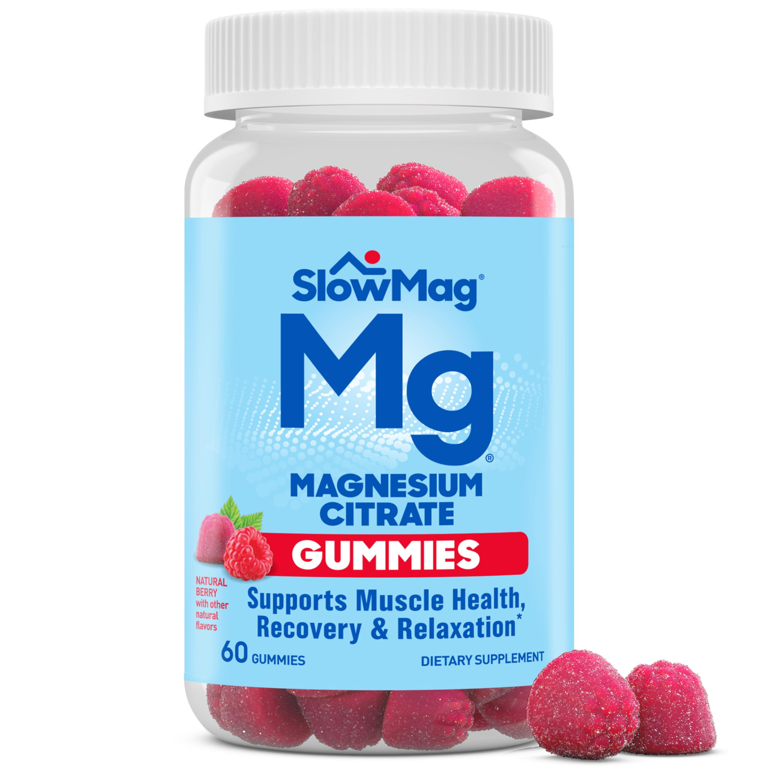 Slow-Mag empaque frontal mostrando 60 gomitas y beneficios