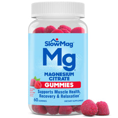 Slow-Mag empaque frontal mostrando 60 gomitas y beneficios