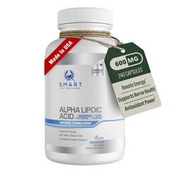 Smart Nutra Labs frasco delantero mostrando etiqueta clara y beneficio antioxidante