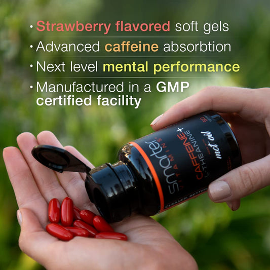 SmarterVitamins primer plano de softgel mostrando textura y MCT para mejor absorción