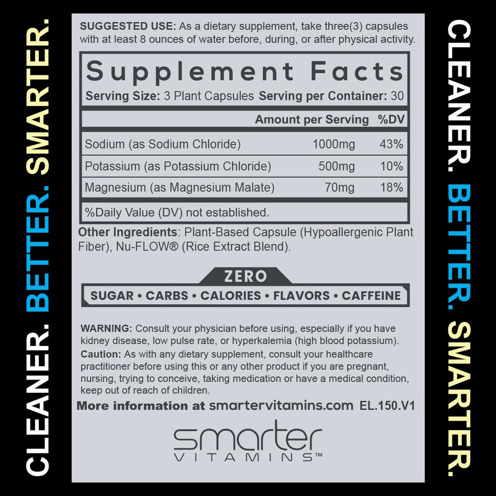 SmarterVitamins etiqueta con sodio potasio y magnesio claramente visibles