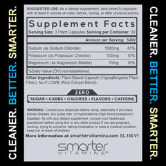SmarterVitamins etiqueta con sodio potasio y magnesio claramente visibles