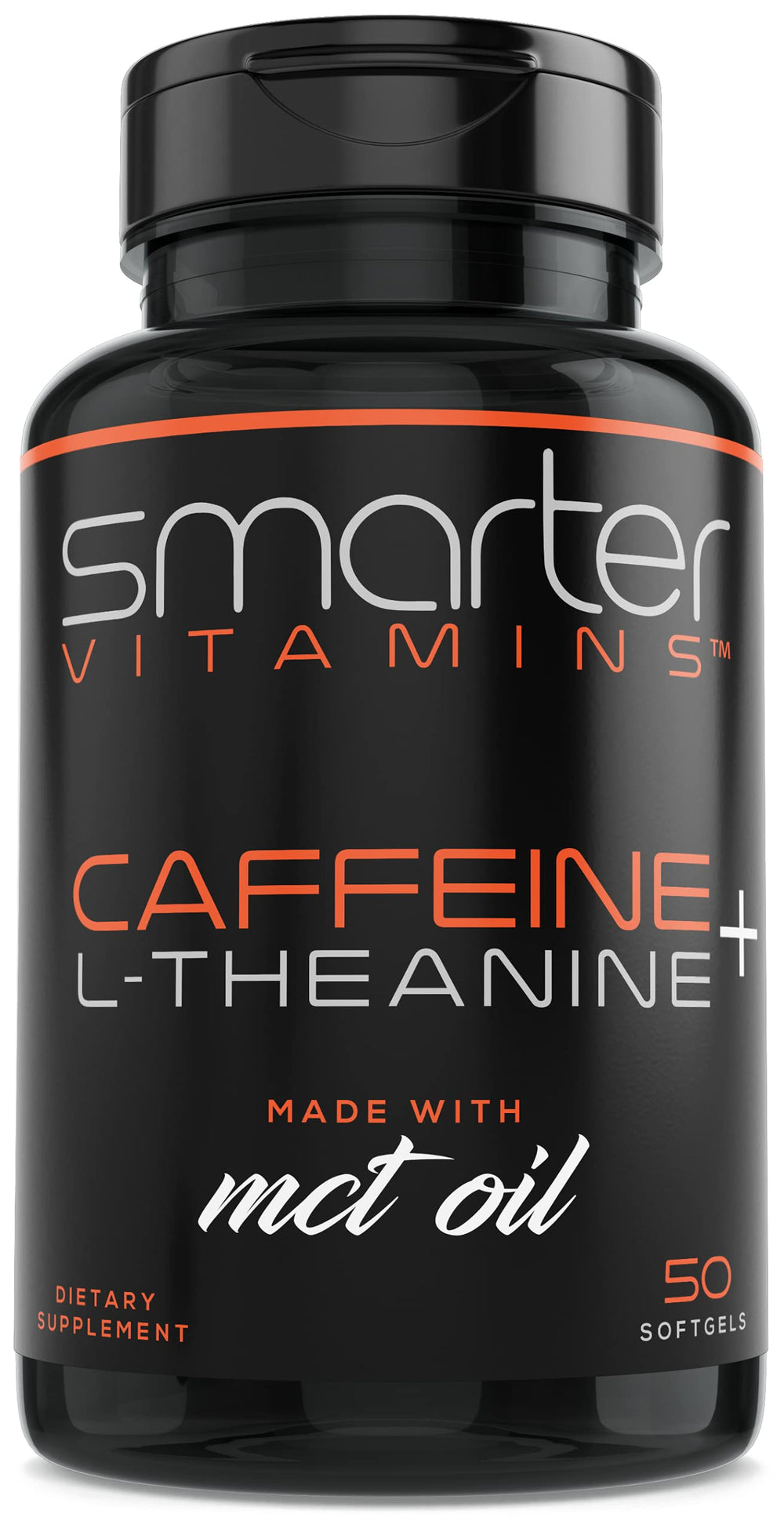 SmarterVitamins frasco frontal con 50 softgels mostrando diseño y cantidad