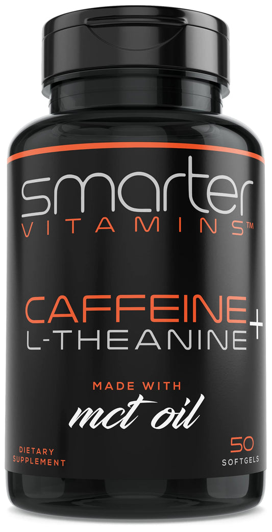 SmarterVitamins frasco frontal con 50 softgels mostrando diseño y cantidad