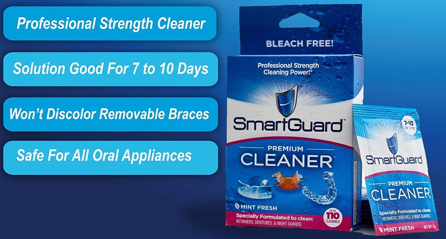 SmartGuard dentadura en remojo eliminando manchas y malos olores