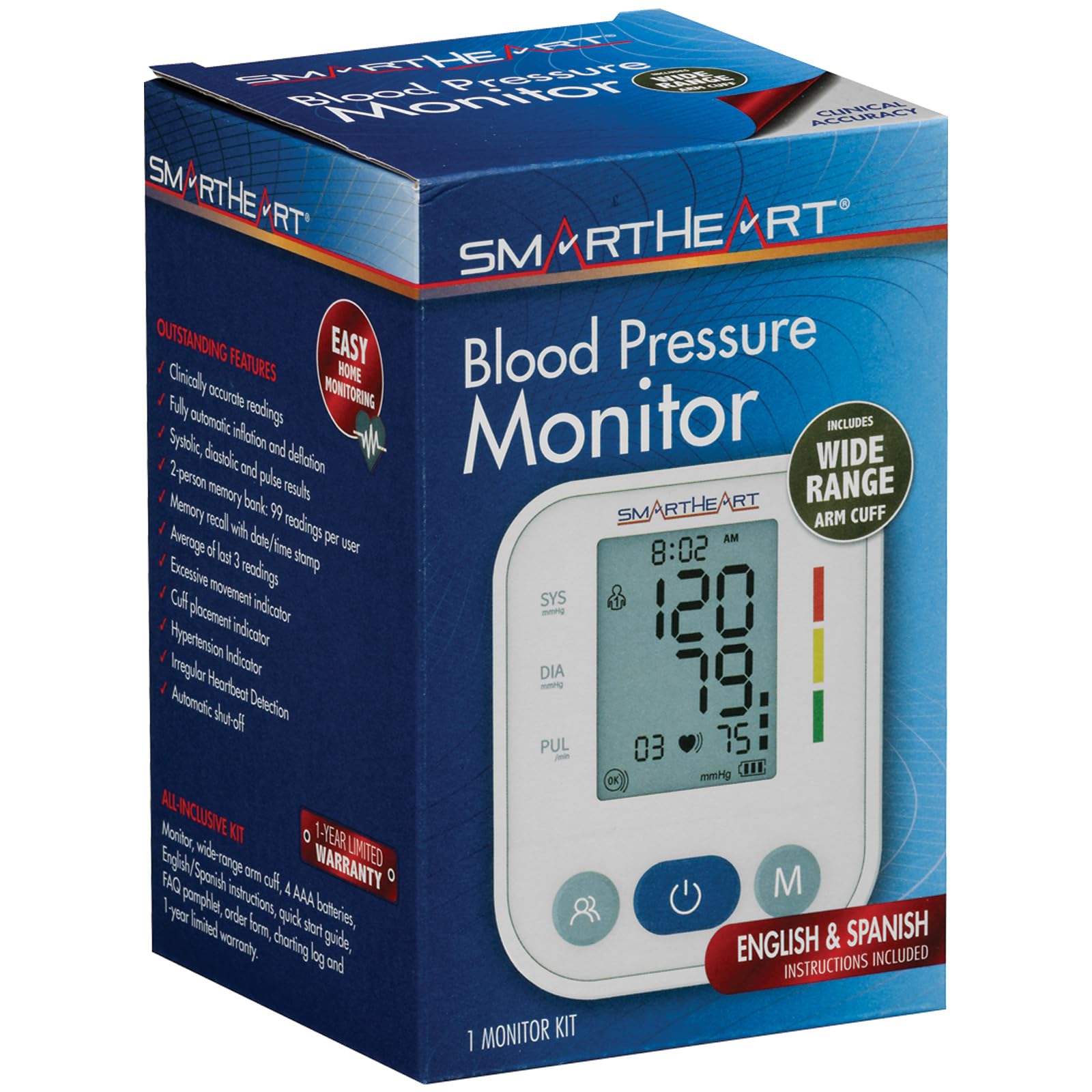SmartHeart monitor en uso en el brazo demostrando aplicación correcta