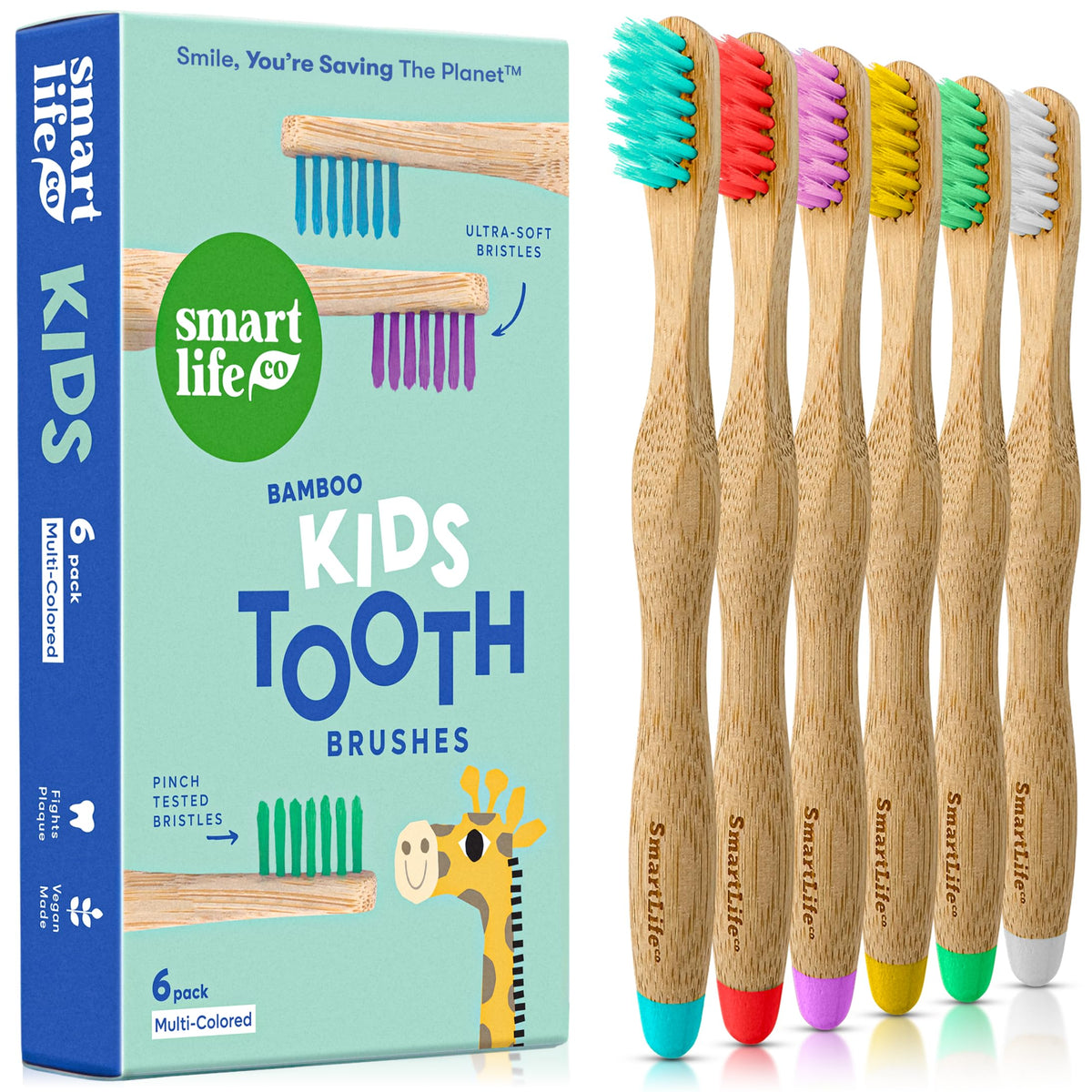 SmartLifeco cepillo frontal del pack mostrando cabezal infantil, comodidad al cepillar