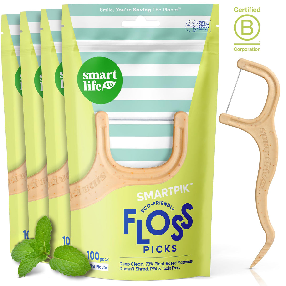 SmartLifeco pack frontal mostrando 400 flossers y beneficio ahorro