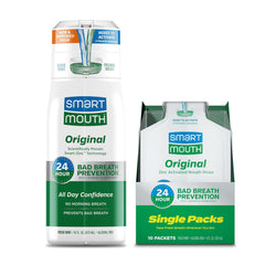 SmartMouth botella frontal mostrando el envase y beneficio de frescura prolongada